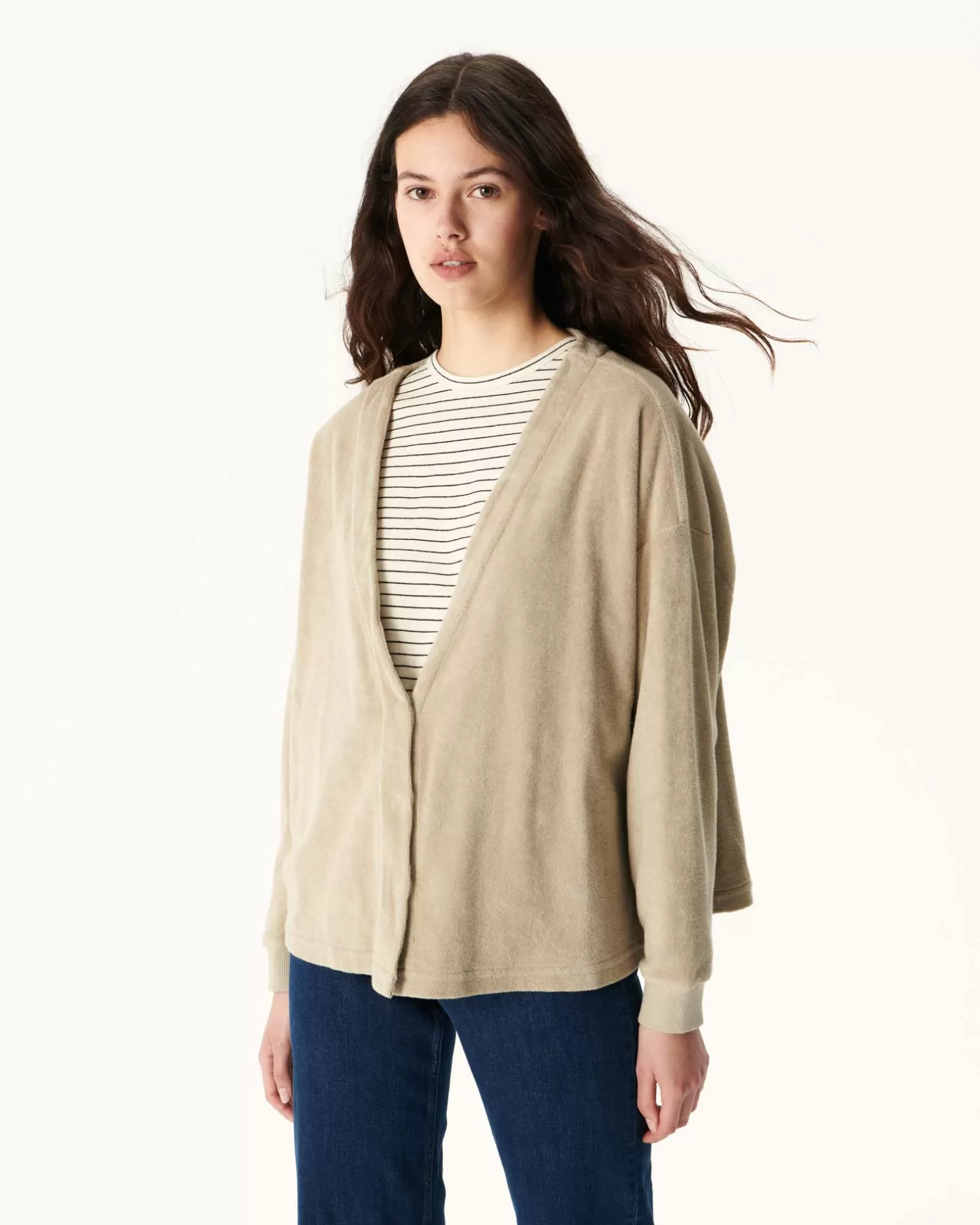 Vêtements*JOTT Cardigan Eponge A Manches Longues Beige Pamplona 804 Beige
