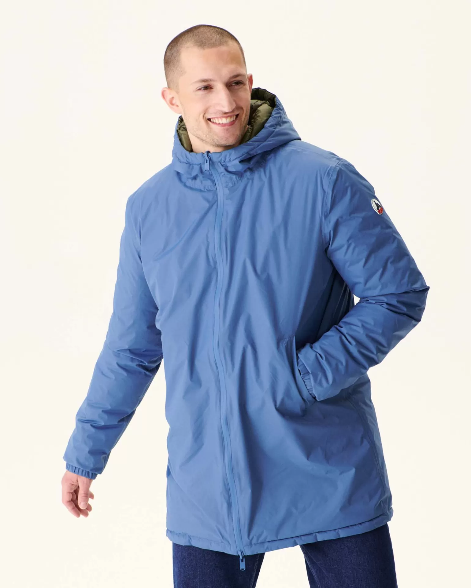 Doudounes & Vestes*JOTT Doudoune Longue Reversible A Capuche Bleu Jeans/Army Amsterdam 1400 Blue Jeans / Army