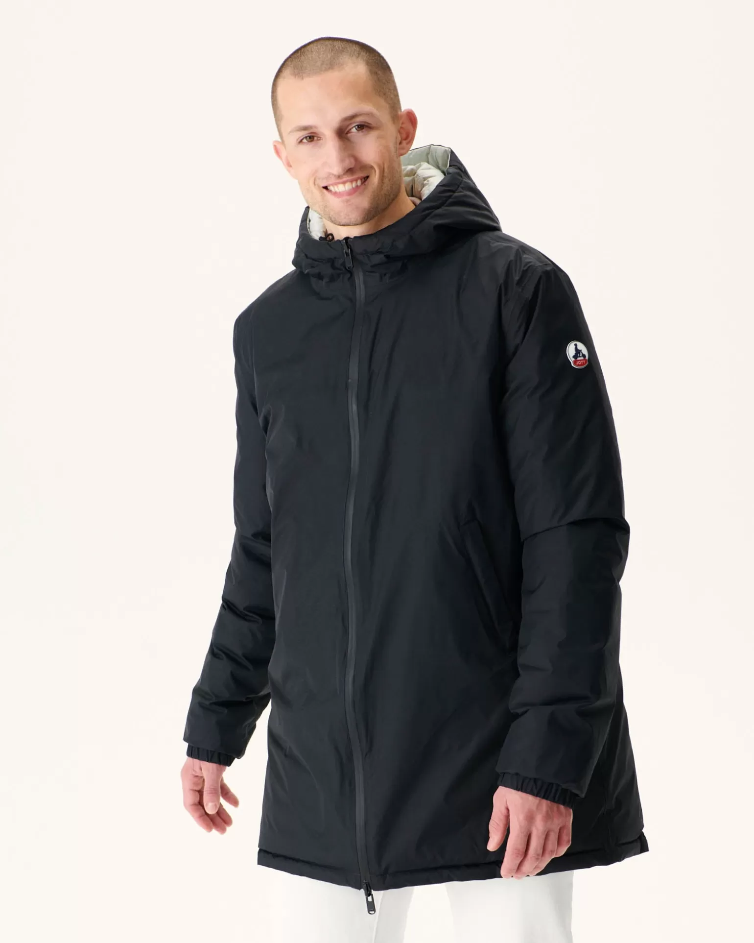 Doudounes & Vestes*JOTT Doudoune Longue Reversible A Capuche Noir/Gris Clair Amsterdam 9902 Black / Soft Grey