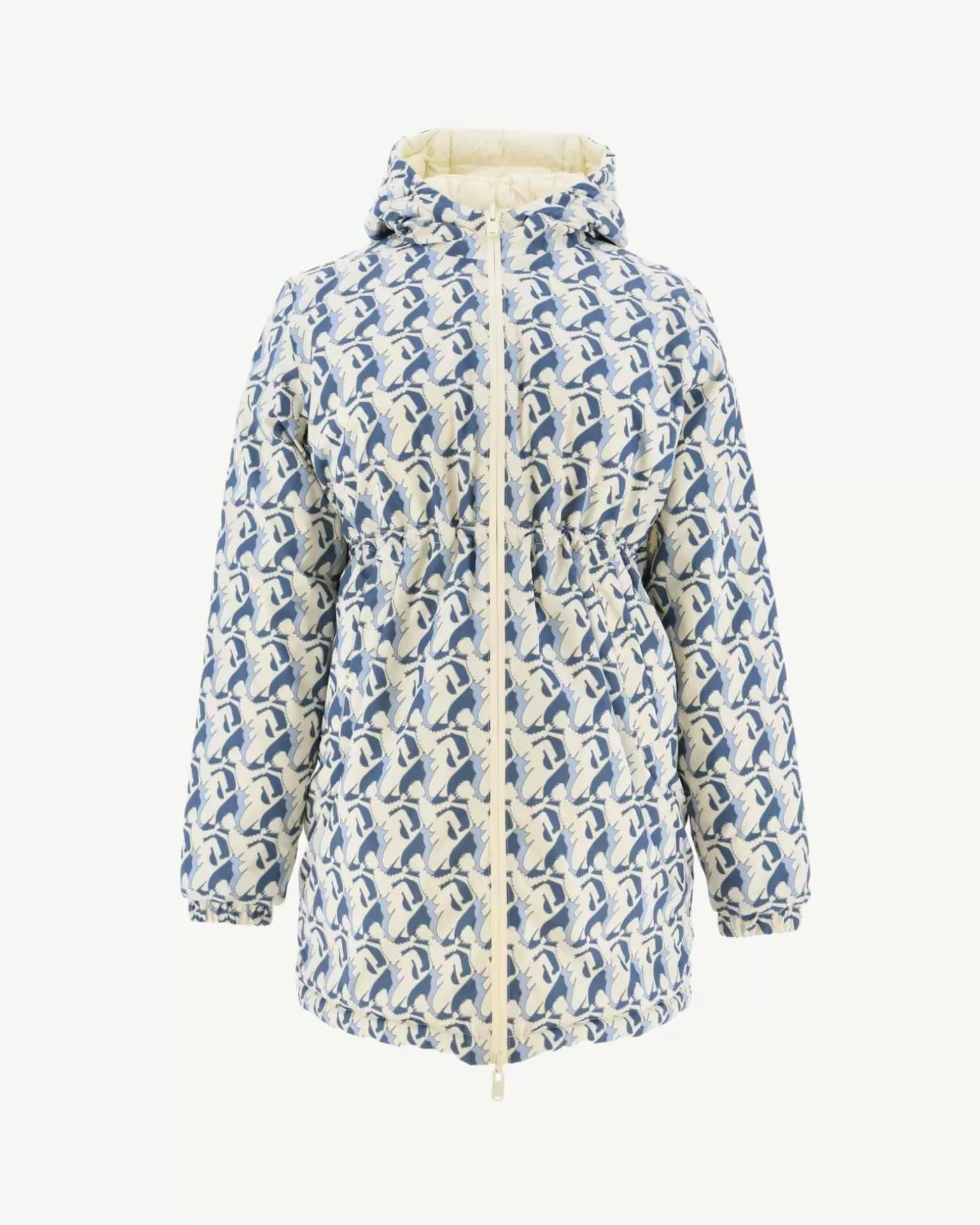 Doudounes & Vestes*JOTT Doudoune Longue Reversible Imprime Monogram Ecru/Ecru Roma 8952 Monogram Off / Off-White
