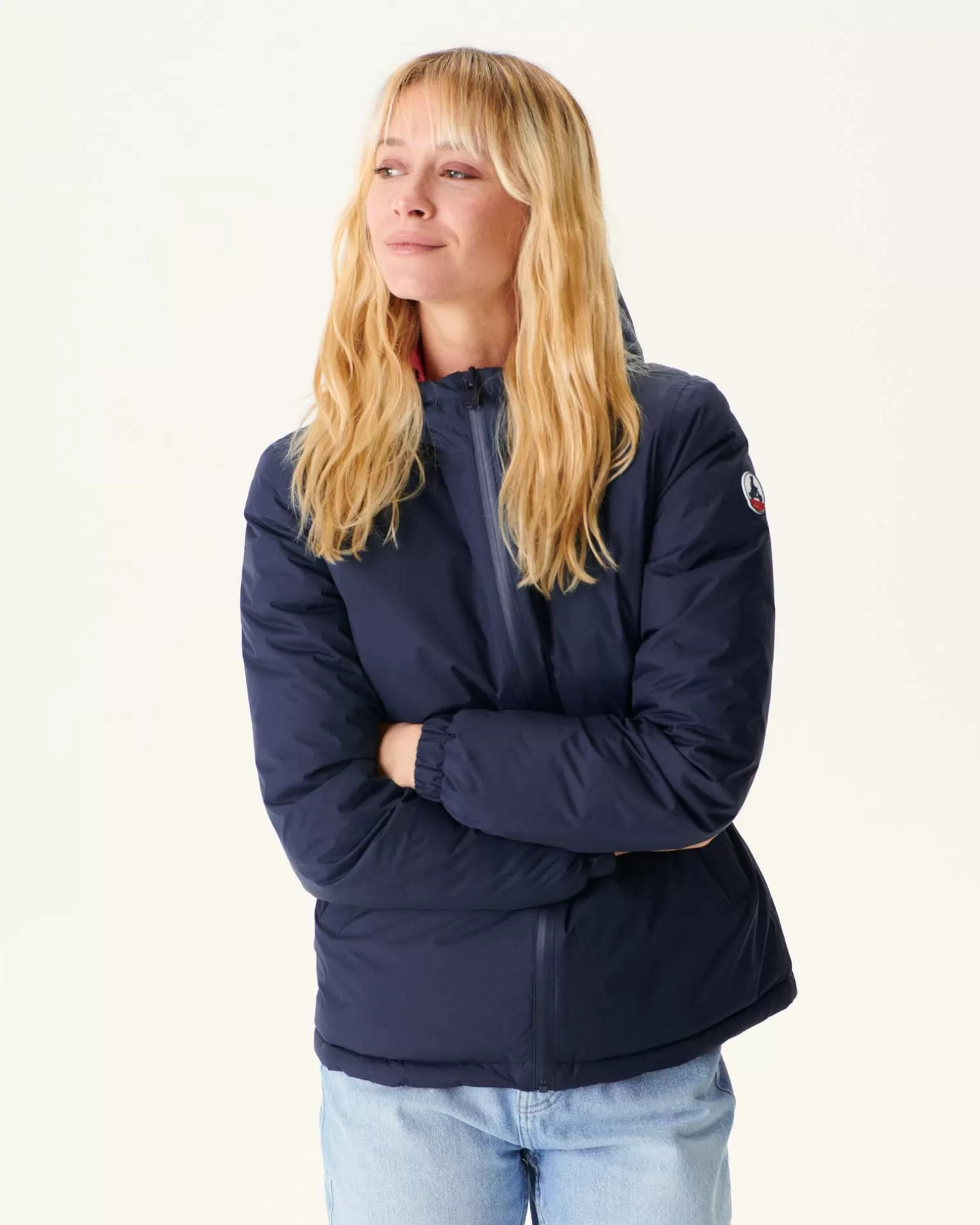 Doudounes & Vestes*JOTT Doudoune Reversible A Capuche Marine/Rose Intense Vienne 1043 Navy / Wild Rose