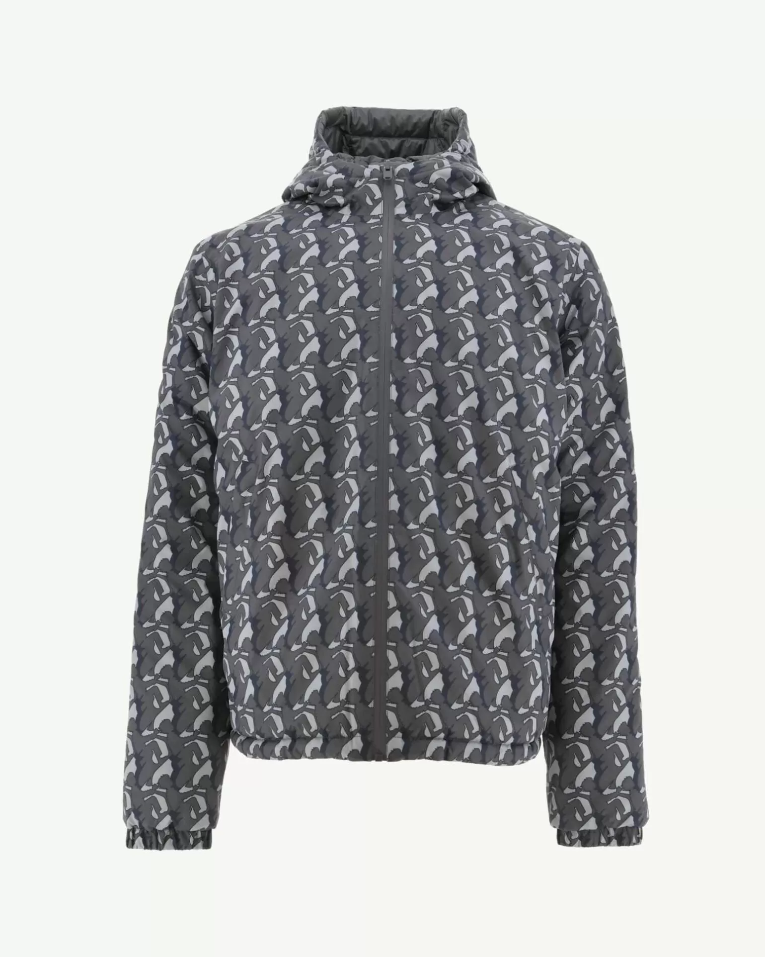 Doudounes & Vestes*JOTT Doudoune Reversible A Capuche Monogram Anthra/Anthra Bergen 5040 Monogram Anthra / Anthra