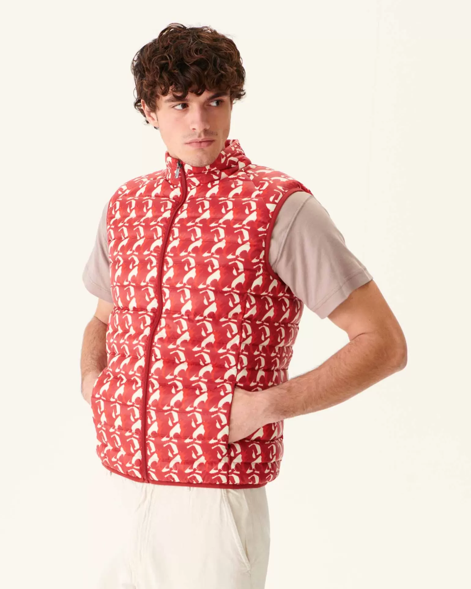 Doudounes & Vestes*JOTT Doudoune Sans Manches Monogram Rouge Vif Tom 3181 Monogram Fire Red