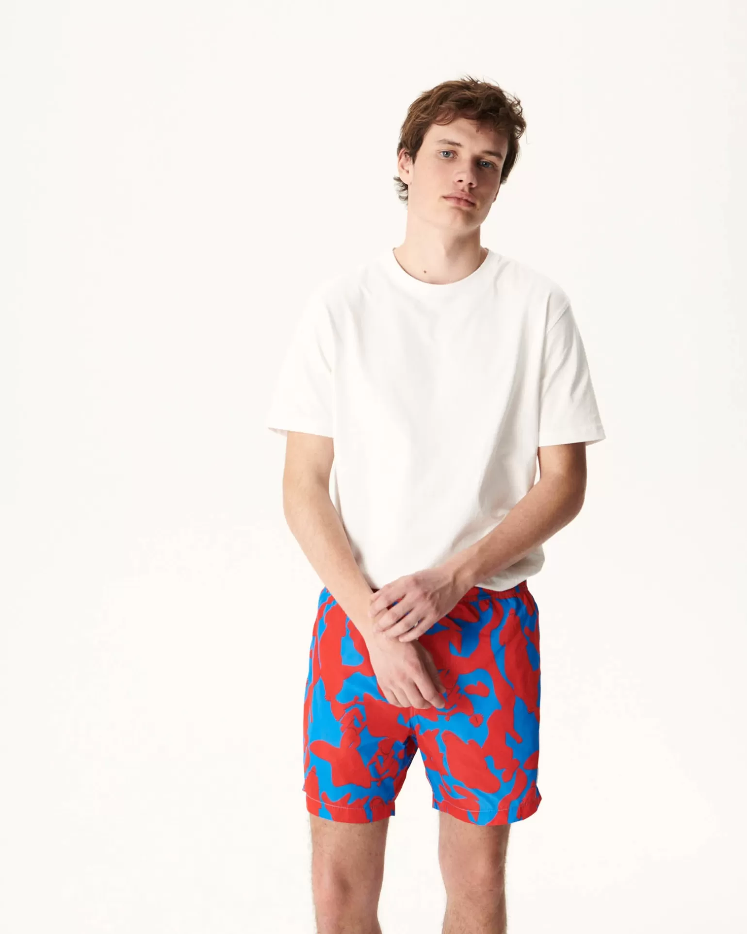 Vêtements*JOTT Short De Bain Camo Azur/Rouge Intense Biarritz 1832 Camo Azure / Fire