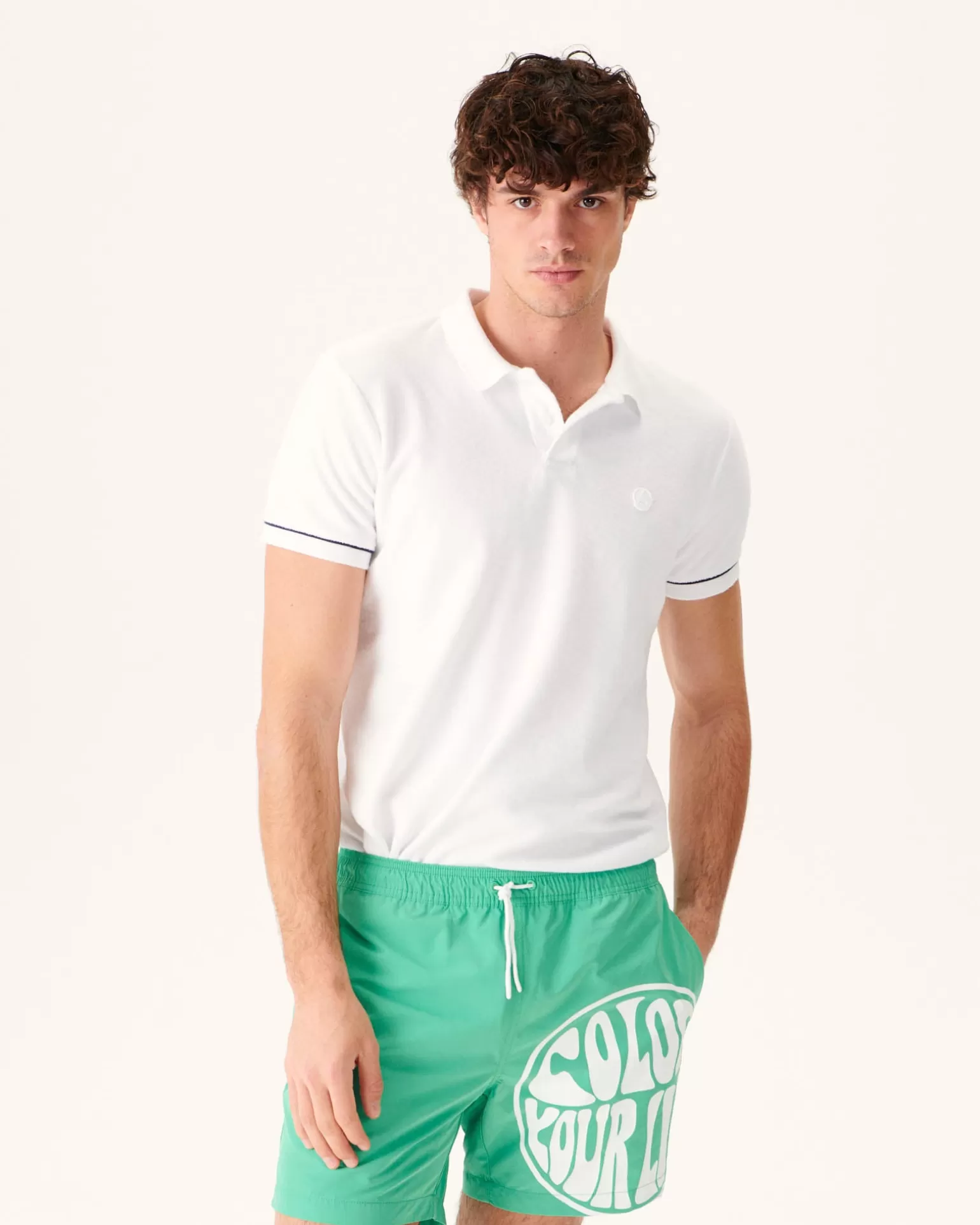 Vêtements*JOTT Short De Bain Vert/Funday Blanc Biarritz 2432 Poppy Green /Funday White